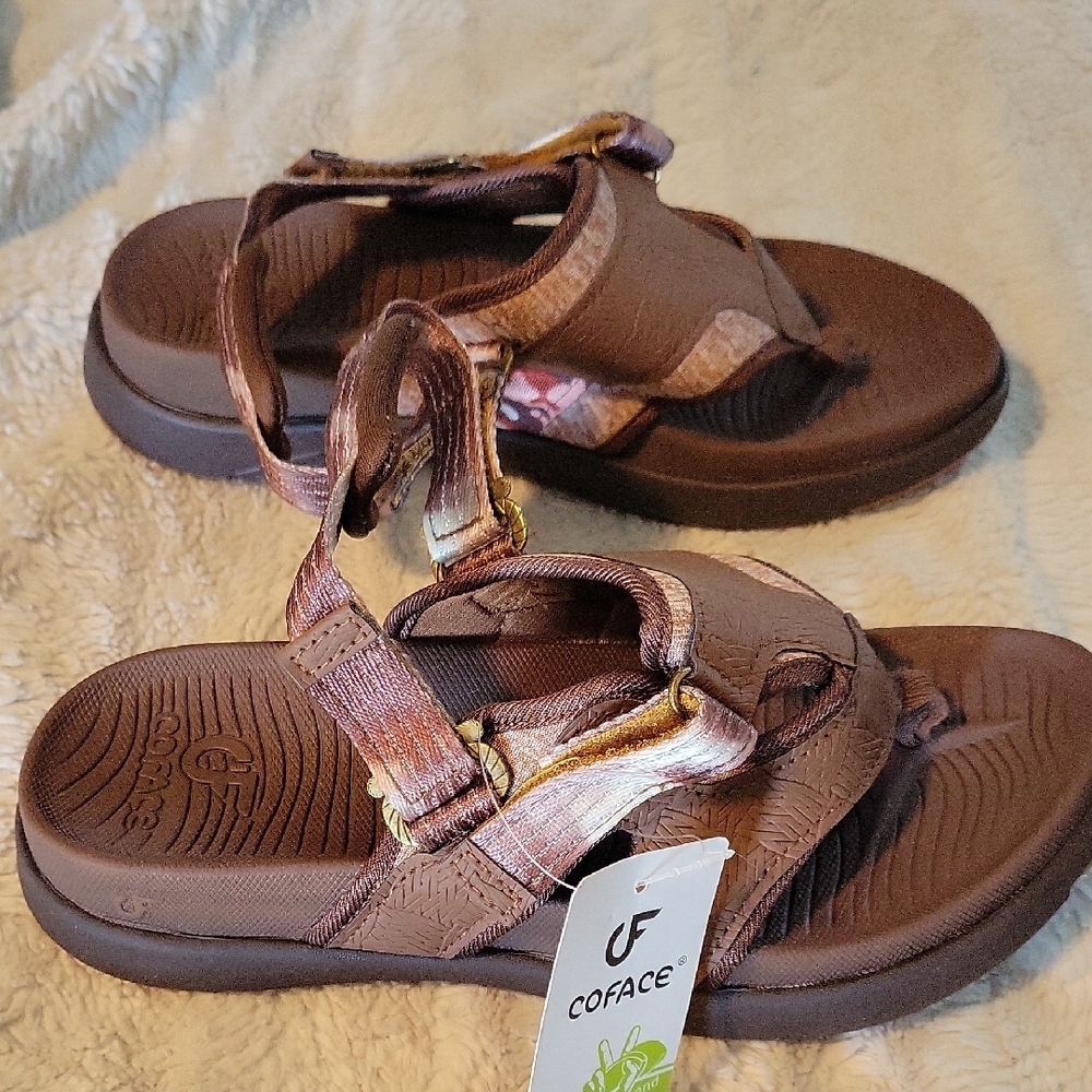 Brown Thong-Style Sandals with Cushioned Footbed - Picture 4 of 14